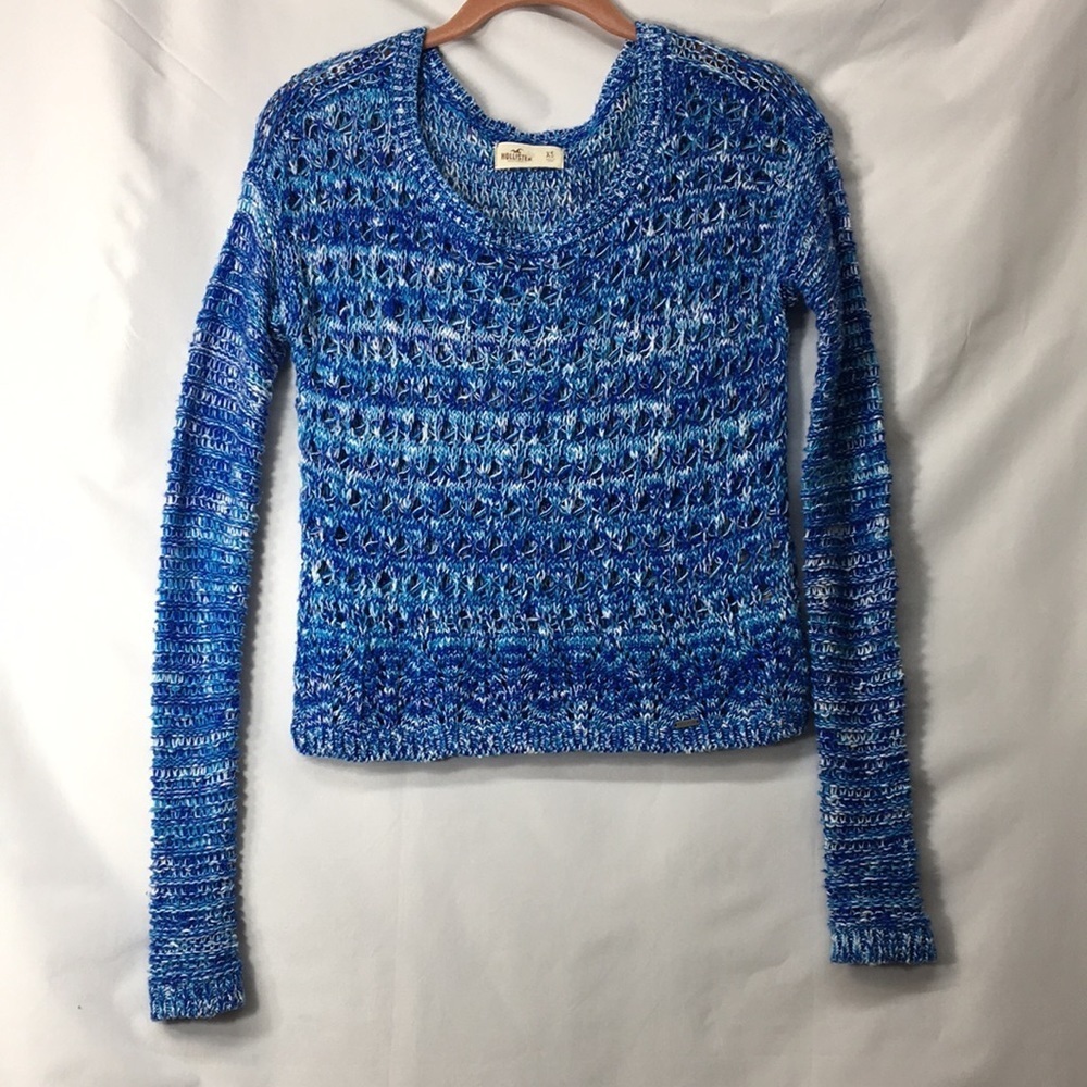 Hollister Women’s Blue Knit Sweater Crop Top Size XS Like-NEW